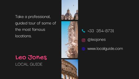 Travel Tour Offer with Image of Ancient Building Business Card US Design Template