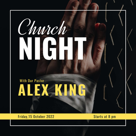 Anúncio da noite da igreja com oração Instagram Modelo de Design