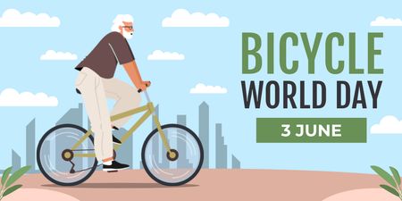 Plantilla de diseño de Anuncio del Día Mundial de la Bicicleta Twitter 