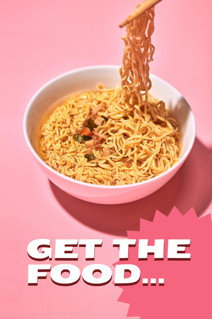 Plantilla de diseño de Tasty Noodles in Bowl Pinterest 