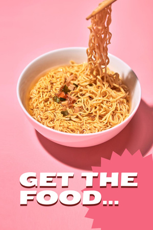Tasty Noodles in Bowl Pinterest Design Template