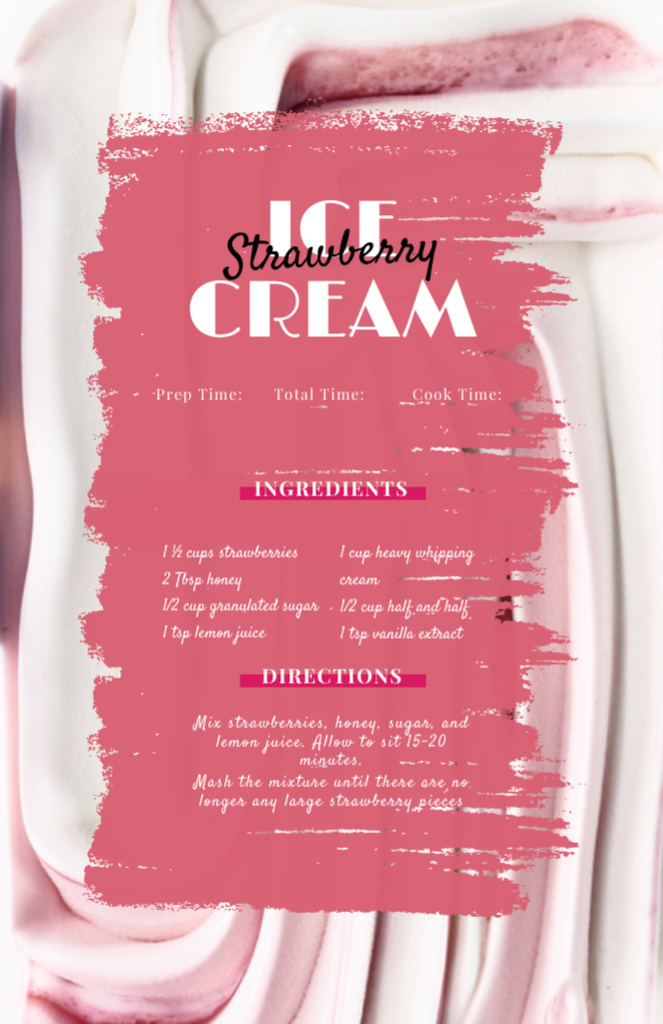 Strawberry Ice Cream cooking Ad Recipe Card Šablona návrhu