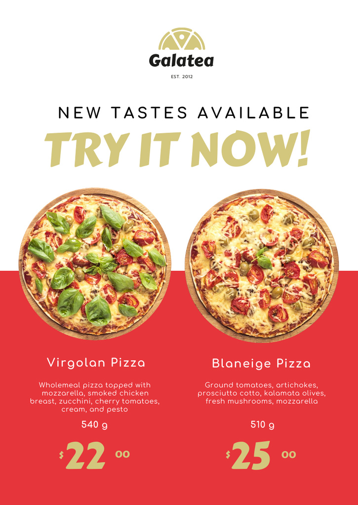 Italian Restaurant Promotion with Pizza Offer Poster A3デザインテンプレート
