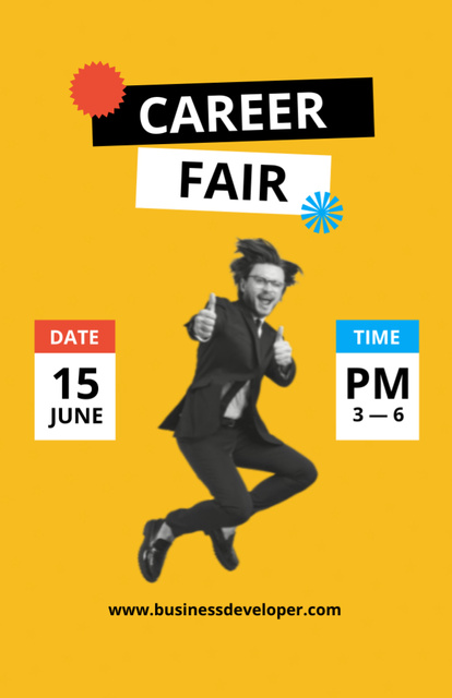 Graduate Career Fair Announcement with Funny Man Invitation 5.5x8.5in – шаблон для дизайну