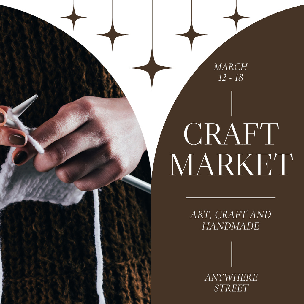 Ontwerpsjabloon van Instagram van Knitting Yarn Craft Market Announcement