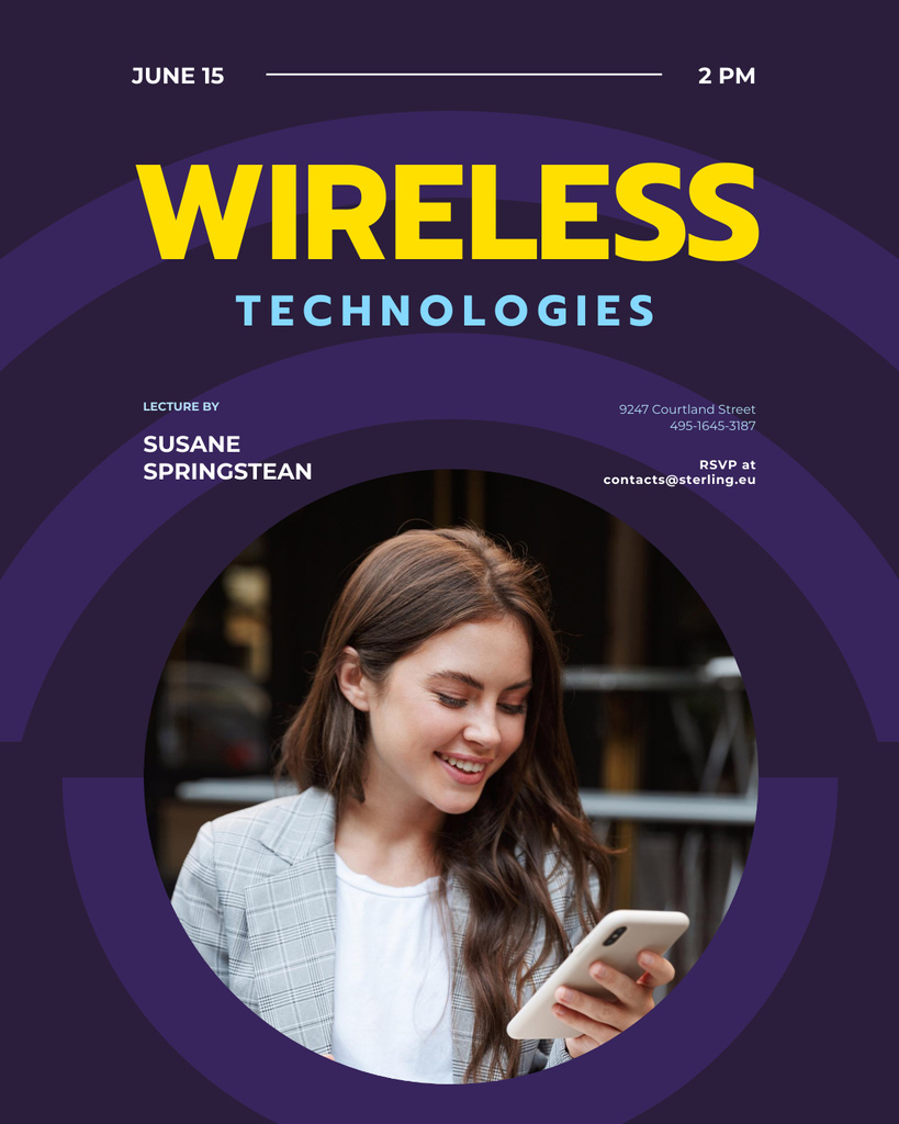 Captivating Lecture About Wireless Technologies With Smartphone Poster 16x20in – шаблон для дизайну