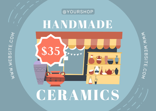Ontwerpsjabloon van Card van Handmade Ceramics Offer With Price