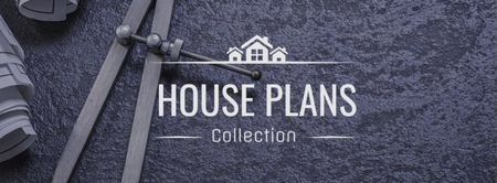 House Plans blueprints on table Facebook cover Design Template