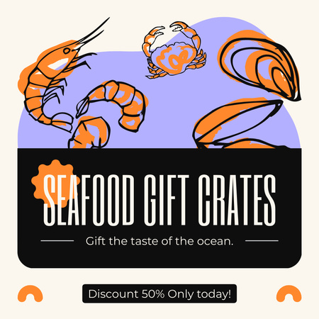 Discount Offer on Fish from Ocean Instagram AD Design Template