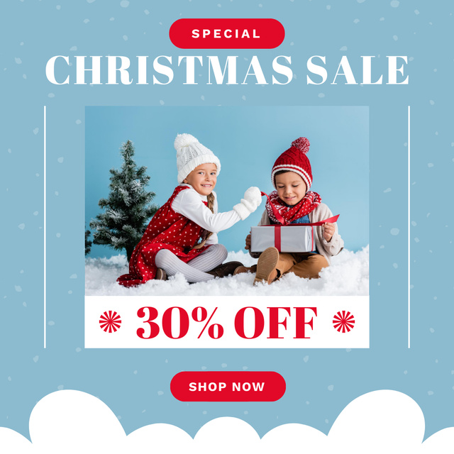 Gifts for Kids Christmas Sale Blue Instagram AD Design Template