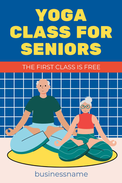 Ontwerpsjabloon van Pinterest van Yoga Class For Seniors Offer