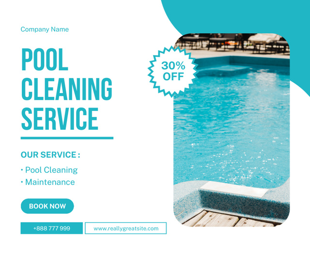 Water Pool Cleaning Discount Facebook Design Template