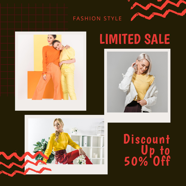 Fashion Sale Ad with Attractive Women Instagramデザインテンプレート