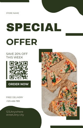 Oferta Semanal Especial de Desconto em Pizza Recipe Card Modelo de Design