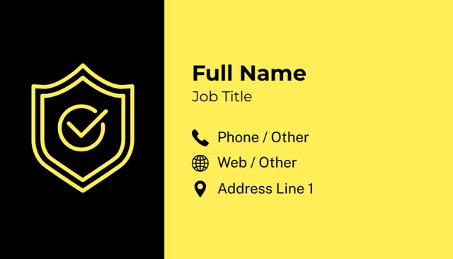 Individualized Corporate Worker Profile With Shield Emblem Business Card US Tasarım Şablonu