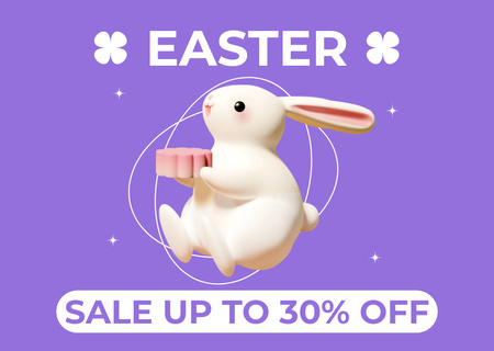 Easter Promotion with Bunny with Biscuit Card Design Template