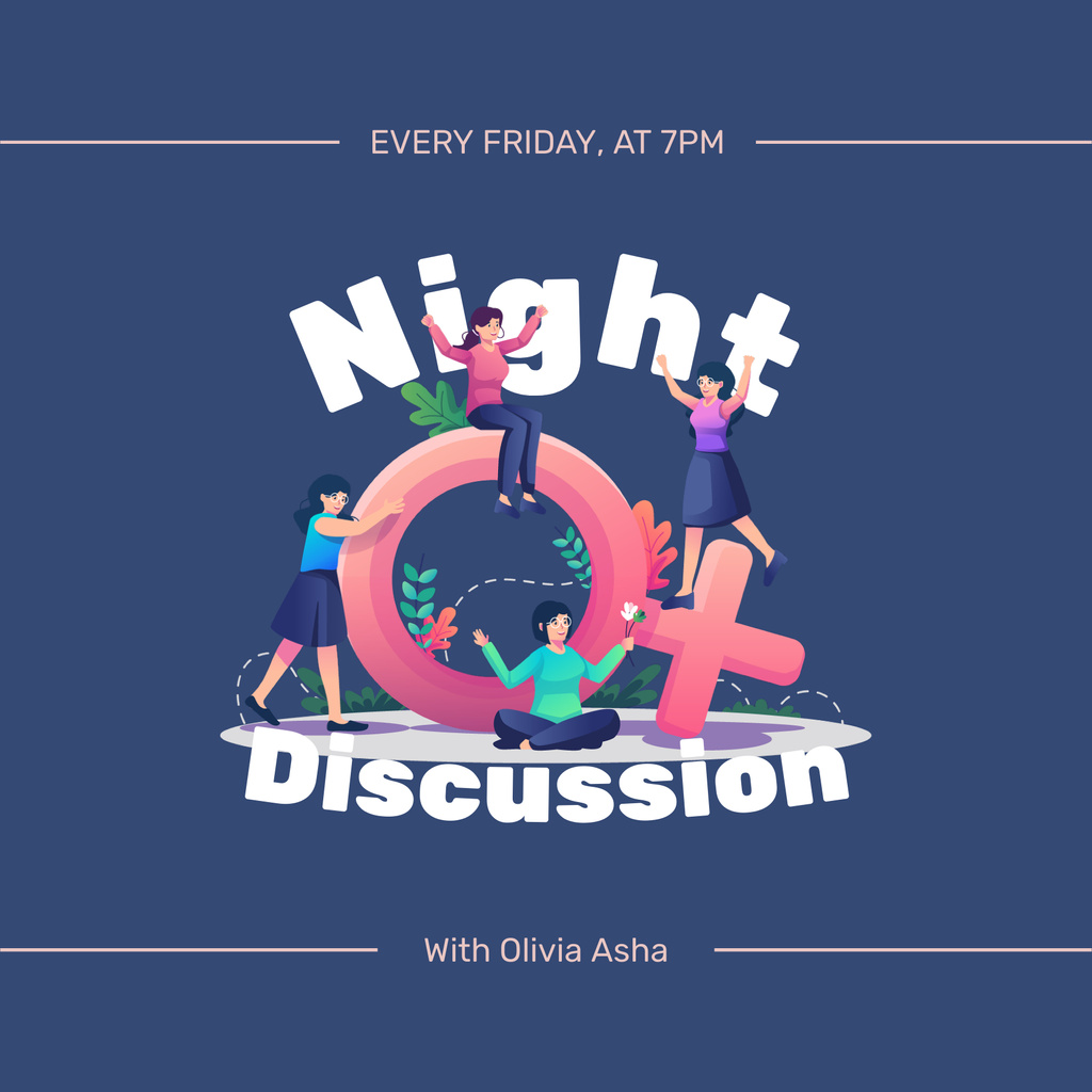 Night Discussion Podcast Cover Podcast Cover Tasarım Şablonu