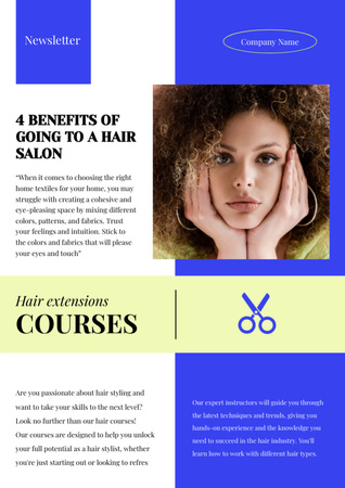 Μαθήματα επέκτασης μαλλιών Newsletter Πρότυπο σχεδίασης