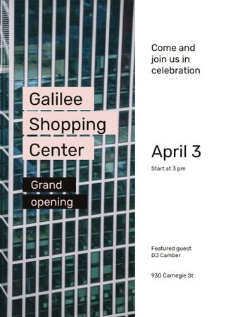 Ontwerpsjabloon van Flayer van Grand Opening Shopping Center Glass Building