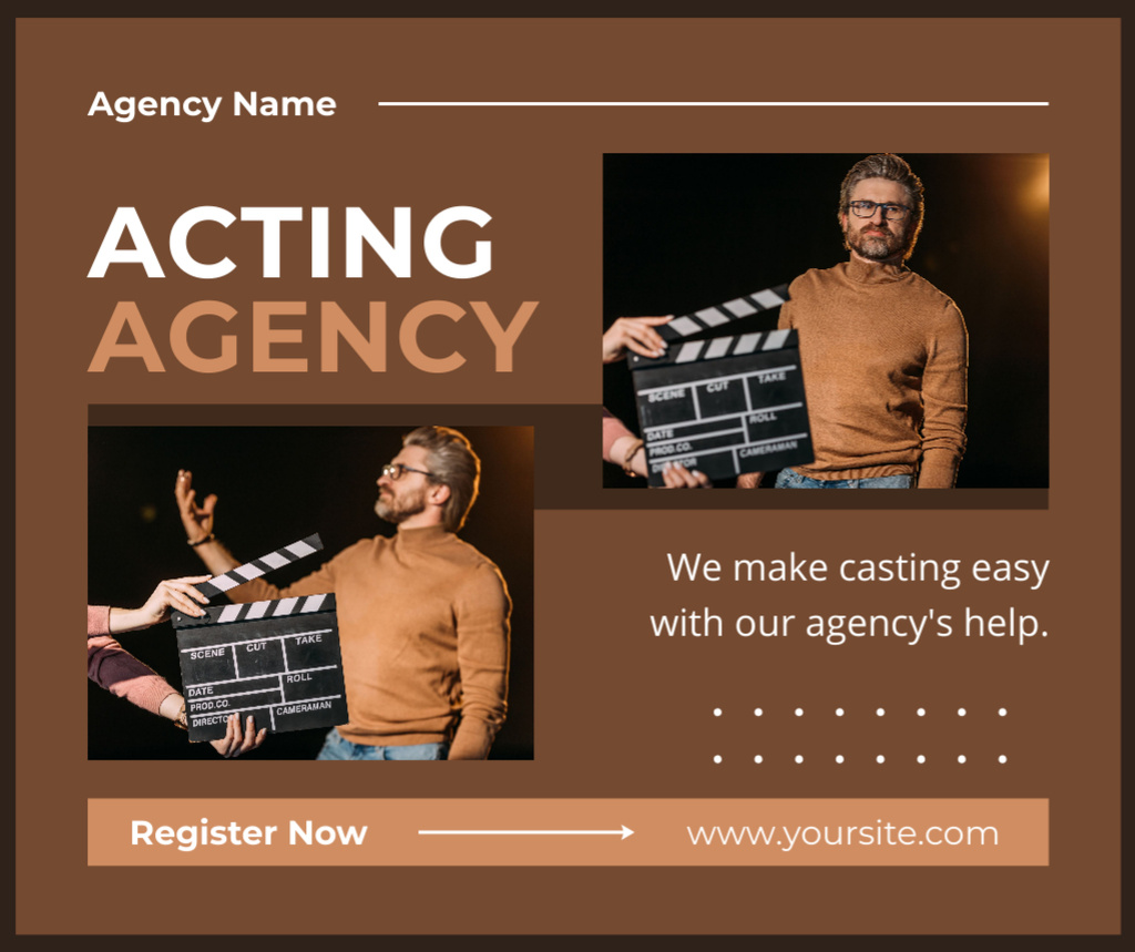 Collage with Actor on Stage Facebook Design Template