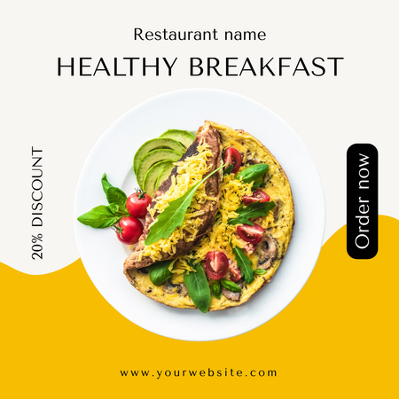 Restoran Tanıtımı için Sağlıklı Kahvaltı Fikri Instagram Tasarım Şablonu
