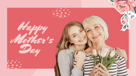 Parabéns do dia das mães com abraços e tulipas Full HD video Modelo de Design