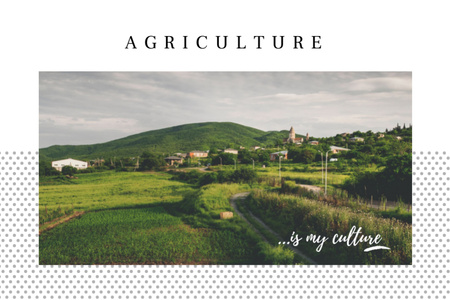 Agricultural Farms In Country Landscape Postcard 4x6in Design Template