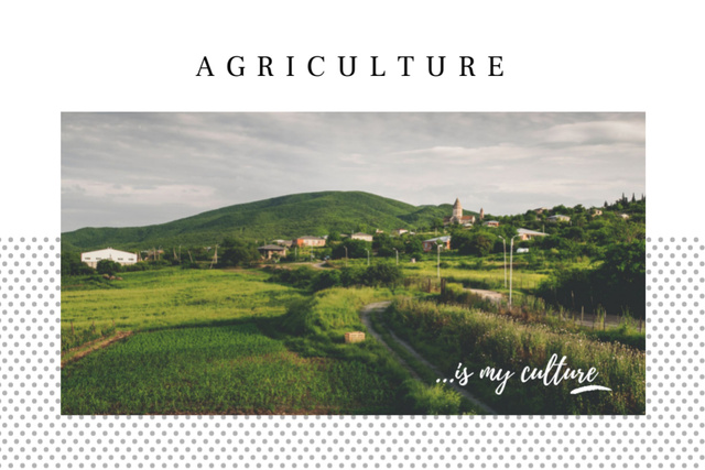 Agricultural Farms In Country Landscape And Agrarian Promotion Postcard 4x6in Design Template