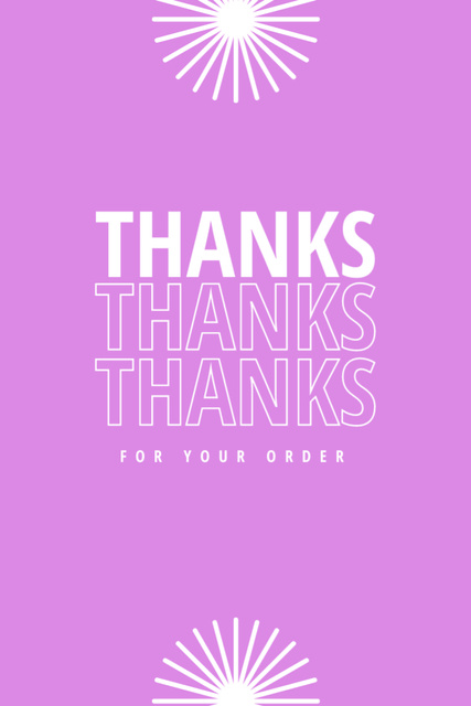 Thank You for Order Text on Bright Violet Postcard 4x6in Vertical Design Template