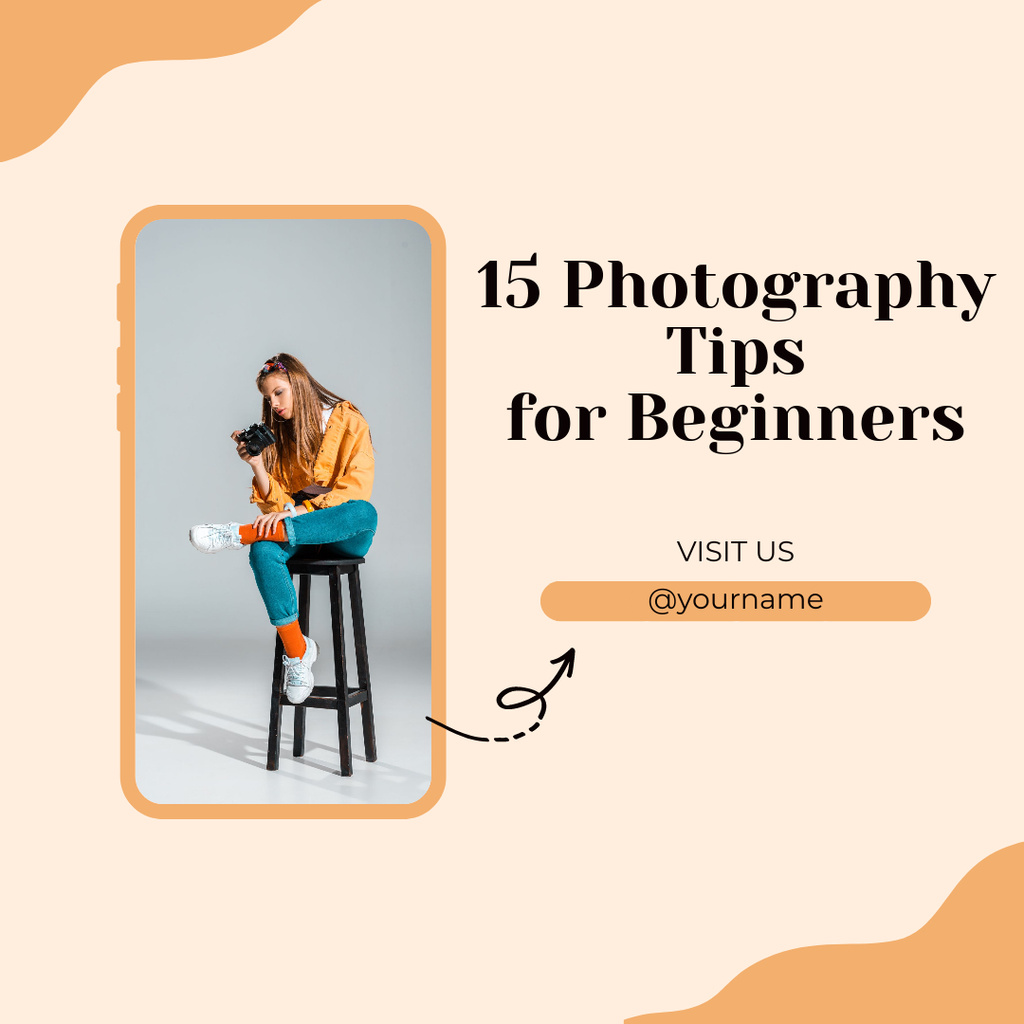 Photography Tips for Beginners on Beige Instagram Πρότυπο σχεδίασης