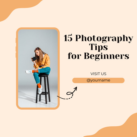 Plantilla de diseño de Consejos de fotografía para principiantes en beige Instagram 