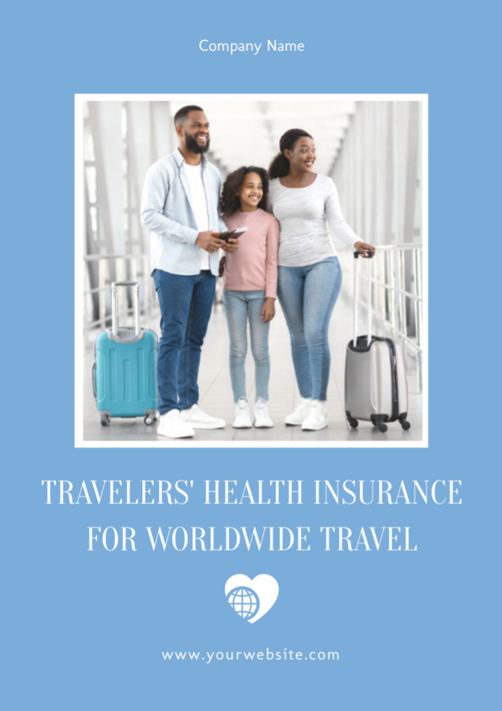 Ontwerpsjabloon van Flyer A4 van Insurance Company Advertisement with Young African American Couple at Airport
