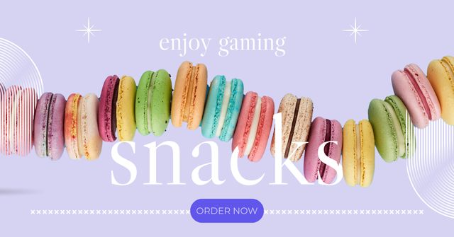 Bakery Ad with Colorful Macarons Facebook AD Tasarım Şablonu