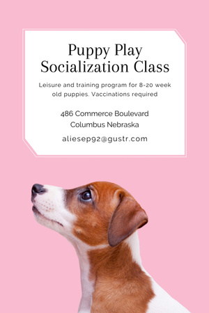 Plantilla de diseño de Puppy Socialization Class And Workshop with Cute Dog Flyer 4x6in 