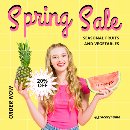 Spring Sale Seasonal Fruits Instagram AD Design Template