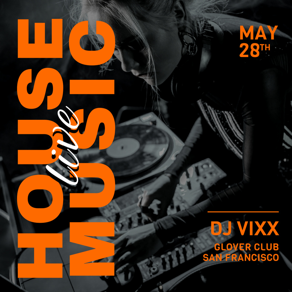 Plantilla de diseño de House Music Party Announcement Instagram 