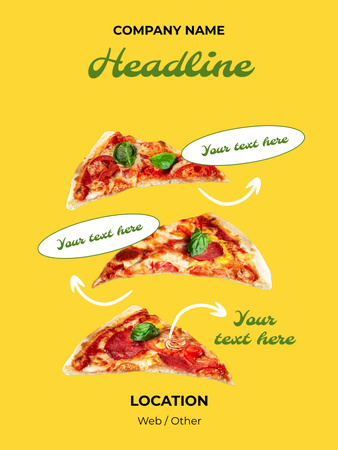 Ontwerpsjabloon van Poster US van Smakelijke nieuwe pizza met meer kaasaanbieding