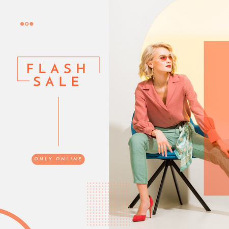 Casual Style Clothes Flash Sale Offer Instagram Design Template