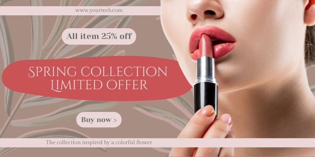 Designvorlage Limited Discount on Spring Lipstick Collection für Twitter