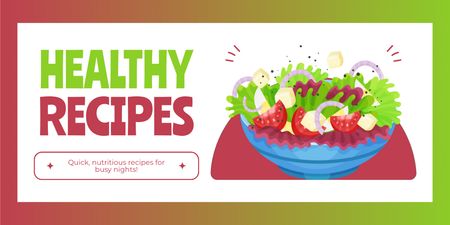 Healthy Salad And Other Meals As Social Media Trend Twitter Design Template