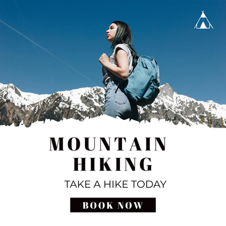 Plantilla de diseño de mujer en senderismo de montaña Instagram AD 