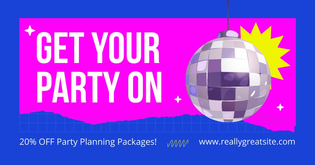 Discount on Full Party Planning Services Facebook AD Modelo de Design