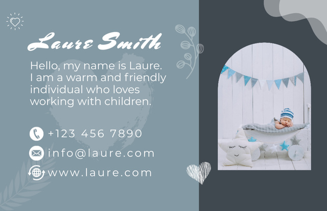 Template di design Dependable Childcare Services With Baby In Crib Business Card 85x55mm