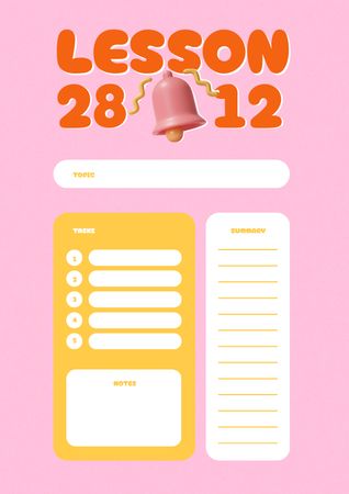 School Lesson Plan with Bell on Pink Schedule Planner Design Template