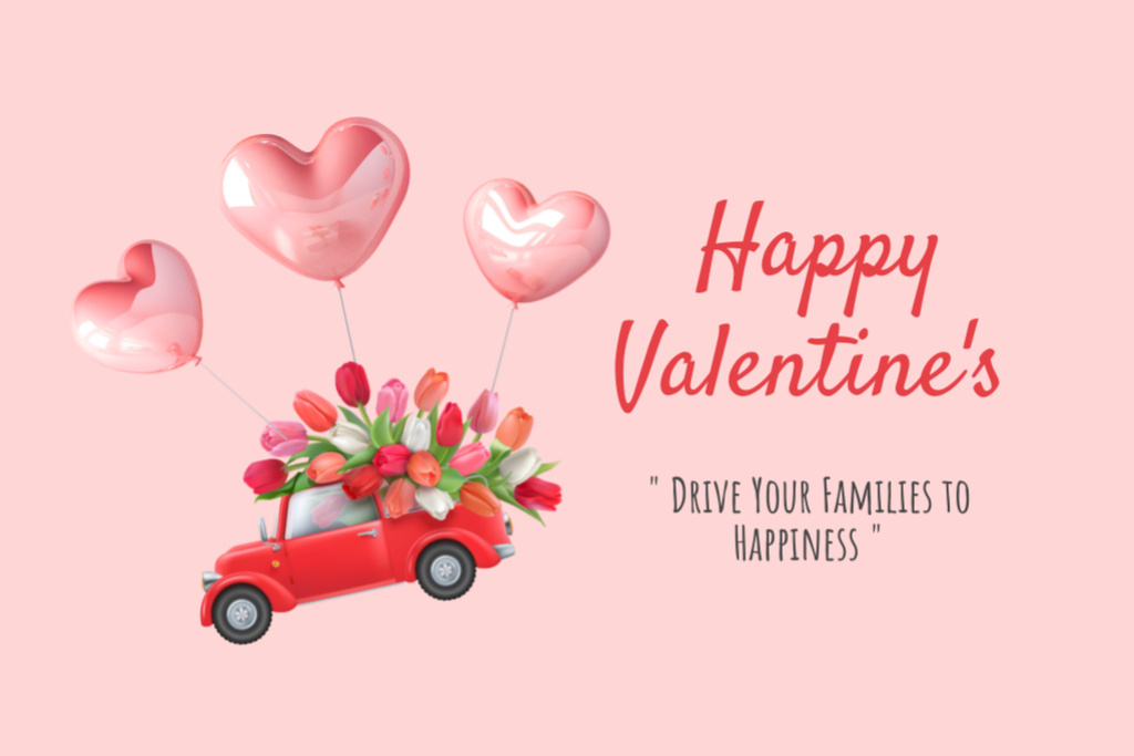 Cute Valentine's Day Greeting in Pink Postcard 4x6in Šablona návrhu