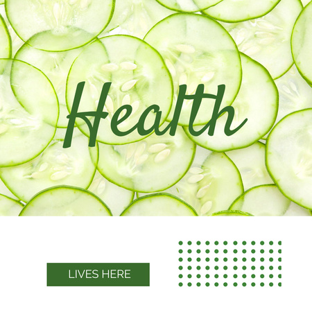 Designvorlage gesunde ernährung grüne gurken in scheiben geschnitten für Instagram AD