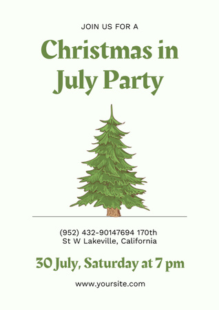 Christmas Party in July with Christmas Tree Flyer A4 Πρότυπο σχεδίασης