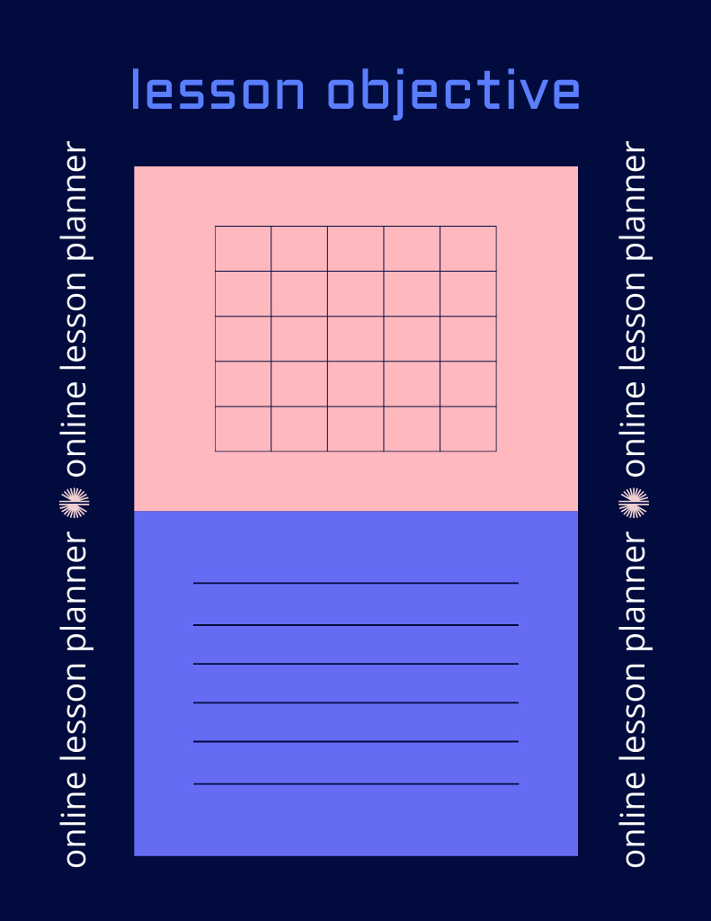 Online Lesson Planner in Blue Notepad 8.5x11in Tasarım Şablonu