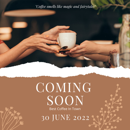 Coffee Shop Ad with Coffee Cup Instagram Modelo de Design