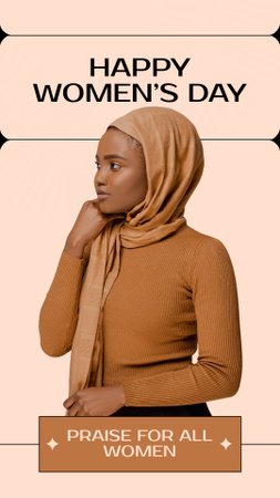 Designvorlage International Women's Day Holiday Greeting with Woman in Hijab für Instagram Story